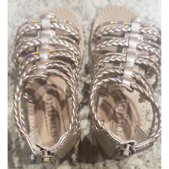 SEYCHELLES Little Girl Gold Shimmer Strappy Sandals Size‎ 7, Very Gently Used - Picture 2 of 9